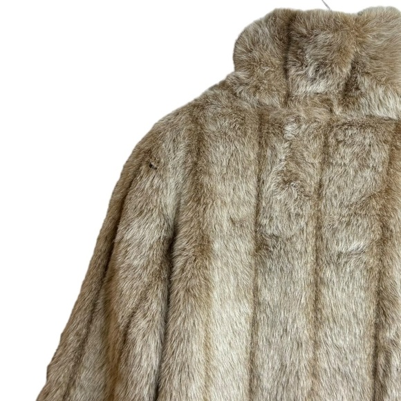 Roaman's Vintage Faux Fur Jacket Beige Long Sleeve Full Zip Pockets Medium - Picture 10 of 15